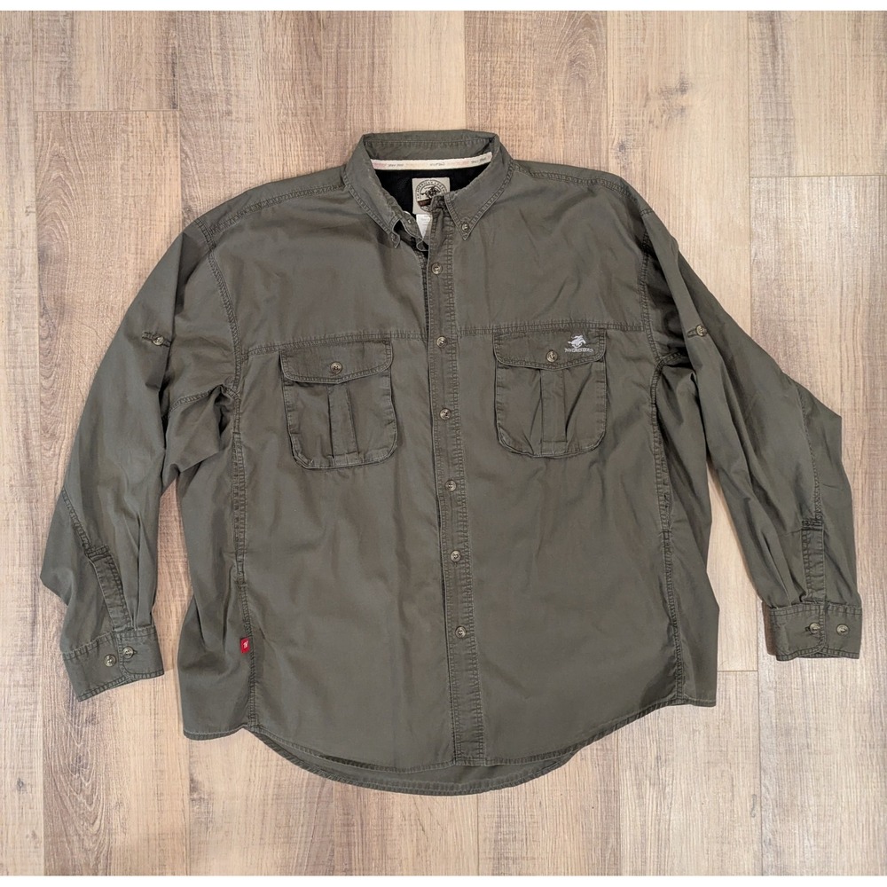 Winchester Mens XL Olive Green Long Sleeve Button Up Cargo Hunting Shirt WWS001